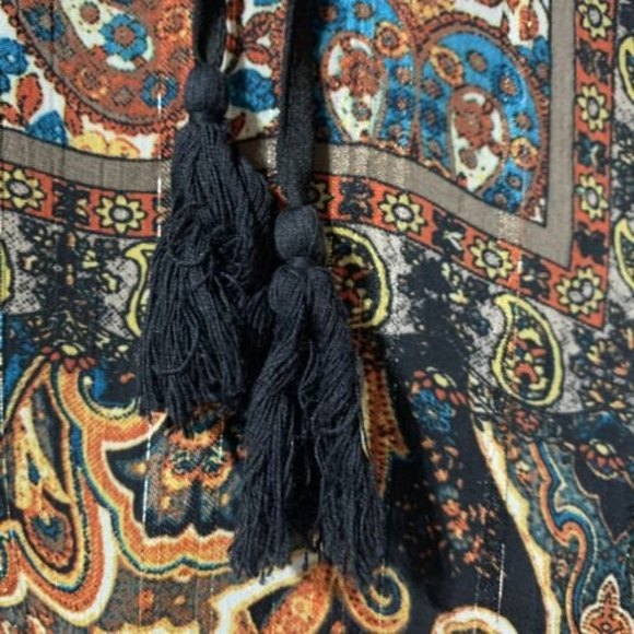 Anthropologie Meadow Rue Blouse Size XS Black Metallic Gold Shimmer Marya Blouse - Picture 6 of 10